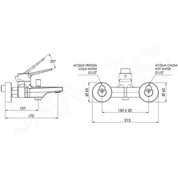 Смеситель для ванны Remer Slash SL02BG