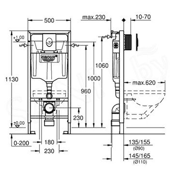 Комплект инсталляции Grohe Rapid SL 38721001 с унитазом Roxen Antares 530185-01 Rimless Soft Close