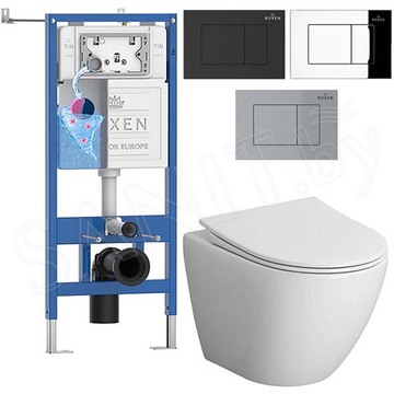 Комплект инсталляции Roxen StounFix Dual Fresh с удлиненными креплениями, аромадозатором, кнопкой Lotus и унитазом Niagara Vista NG-9301
