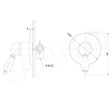 Смеситель встраиваемый Caprigo Adria-uno 02-550-CRM (1 функция)