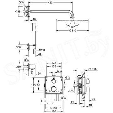 Душевая система скрытого монтажа Grohe Grohtherm 34730000