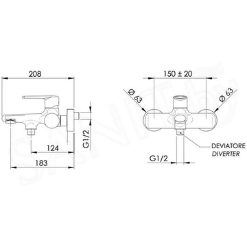 Смеситель для ванны Remer Vanity V05BG