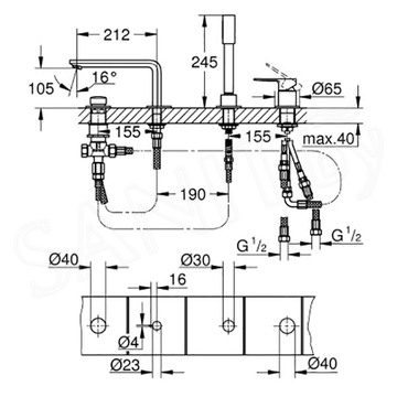 Смеситель на борт ванны Grohe Lineare 19577001 / 19577DC1