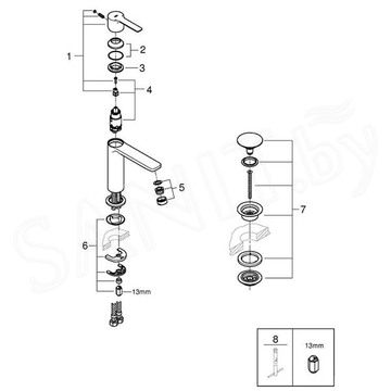 Смеситель для умывальника Grohe Lineare 23106001 / 23106DC1