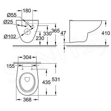 Комплект инсталляции Grohe Solido 5 в 1 с подвесным унитазом Bau Ceramic 39415000