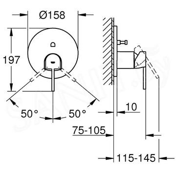 Смеситель встраиваемый Grohe Plus 24060003 (2 функции)