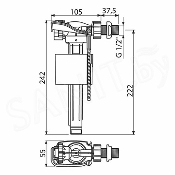 Впускной механизм AlcaPlast с боковой подводкой для керамических бачков A150-1/2"-BL-01