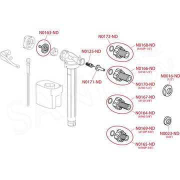 Впускной механизм AlcaPlast с боковой подводкой и металлической резьбой для керамических бачков A160-1/2"-BL-01