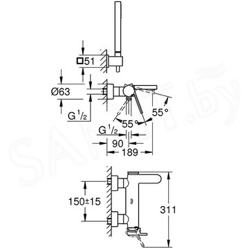 Смеситель для ванны Grohe Plus 33547003