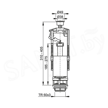 Сливной механизм AlcaPlast со стоп-кнопкой A2000-CHROM-BL-01