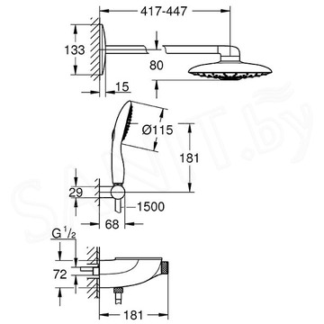 Душевая система скрытого монтажа Grohe Rainshower SmartControl Duo 26443LS0