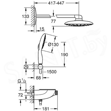 Душевая система скрытого монтажа Grohe Rainshower SmartControl Mono 26446000