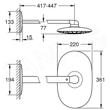 Верхний душ Grohe Rainshower Mono 360 26450LS0