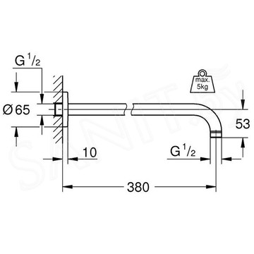 Кронштейн для верхнего душа Grohe Rainshower 380 28361000