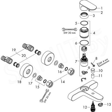 Смеситель для ванны Hansgrohe Rebris S 72440000