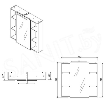 Шкаф-зеркало Caprigo Accord 80 2231-SF019