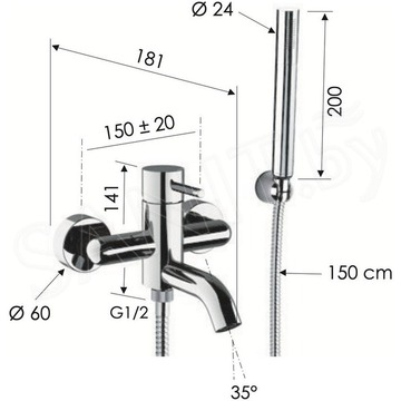 Смеситель для ванны Remer X Style X02BG