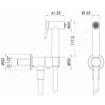 Смеситель встраиваемый Remer X Style INOX SS338M332ON с гигиеническим душем