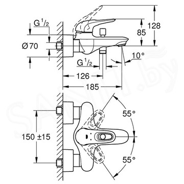 Смеситель для ванны Grohe Eurostyle New 33591LS3