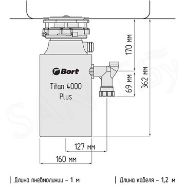 Измельчитель пищевых отходов Bort Titan 4000 Plus 91275776