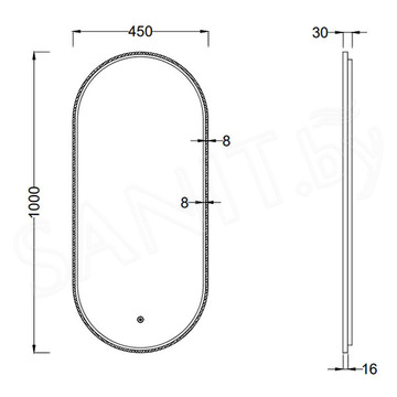 Зеркало Roxen Grown 510200-100B в черной алюминиевой раме