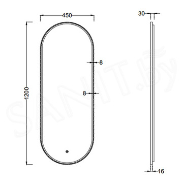 Зеркало Roxen Grown 510200-120B в черной алюминиевой раме