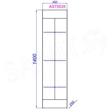 Пенал Aqwella Astrid 35 подвесной дуб давос