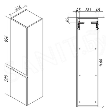 Пенал Caprigo Forte 36150L-SF028 / 36150R-SF028