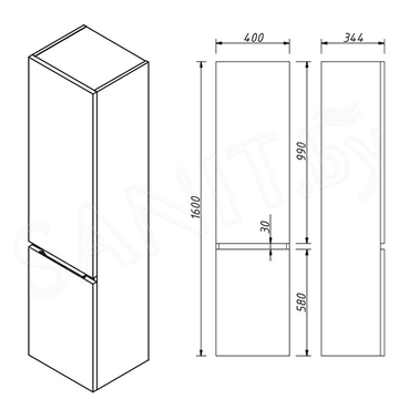 Пенал Caprigo Sydney 34850L-B231