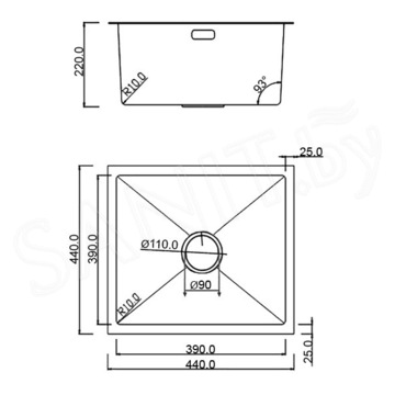 Кухонная мойка Roxen Uno 560210-44 под столешницу с ролл-матом и дозатором