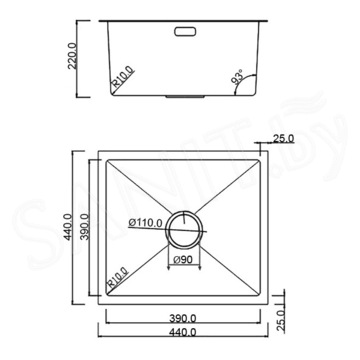 Кухонная мойка Roxen Uno 560210-44B PVD (графит) под столешницу с ролл-матом и дозатором