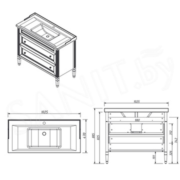 Тумба под умывальник Caprigo Albion Concept 100 34014-SF019