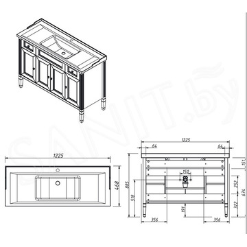 Тумба под умывальник Caprigo Albion Concept 120 34016-SF019