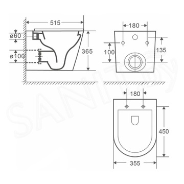 Подвесной унитаз WeltWasser Salzbach 043 GL-BL / 043 MT-BL