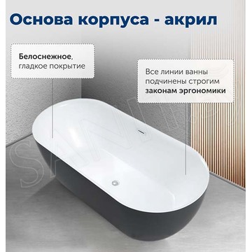 Акриловая ванна Aquanet Delight Black matte