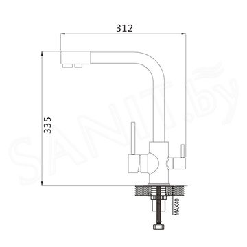 Смеситель для кухонной мойки Shevanik S868T с подключением к фильтру воды