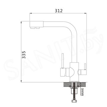Смеситель для кухонной мойки Shevanik S868H с подключением к фильтру воды
