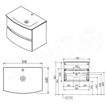 Тумба под умывальник Caprigo Integra 70 13911-B231