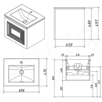 Тумба под умывальник Caprigo Modo Quarta 60 35711-SF023 / 80 35713-SF023 / 100 35715-SF023