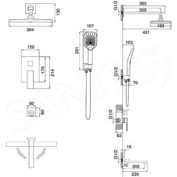 Душевая система скрытого монтажа Grossman Style 501.K35.05.320