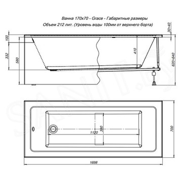 Акриловая ванна Aquanet Grace