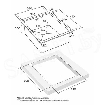 Кухонная мойка Paulmark AISI304 Vista PM904438-BS