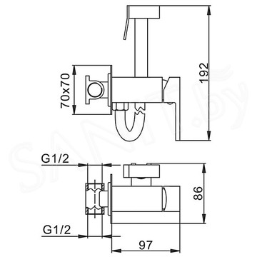 Смеситель встраиваемый Frap F7506 с гигиеническим душем