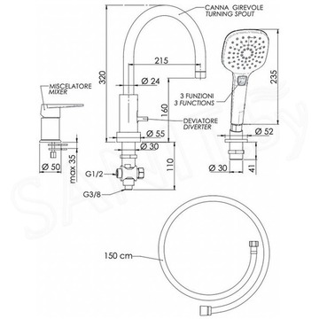 Смеситель на борт ванны Remer Dream D078CP