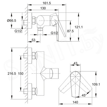 Смеситель для душа Cersanit Moduo 64099