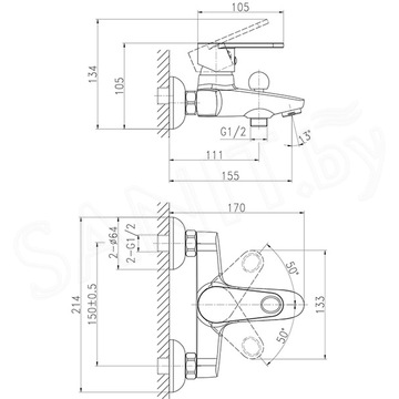 Смеситель для ванны Cersanit Cari 63026