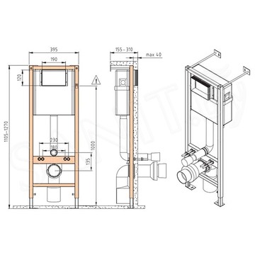 Инсталляция для унитаза Cersanit Vector S-IN-MZ-VECTOR с кнопкой Twins 64117 стекло