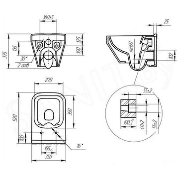 Подвесной унитаз Cersanit Crea Square Clean On / 63456