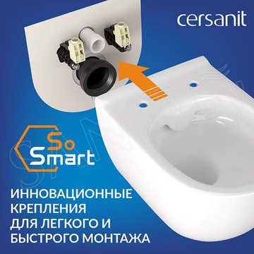 Комплект инсталляции Cersanit Vector с кнопкой Estetica белый и унитазом Brasko Smart CO DPL EO Slim / 68304