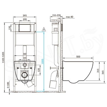 Комплект инсталляции Cersanit Vector с кнопкой Estetica белый и унитазом Brasko Smart CO DPL EO Slim / 68304